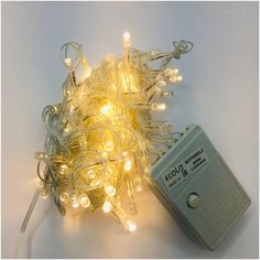 Гирлянда-нить Ecola 100LED 4000K, 6м,8реж, прозр. провод с вилкой 220V IP20