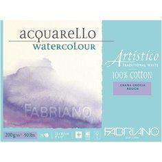 Блок для акварели Fabriano Artistico Traditional White 200г/м.кв 23x30,5см Торшон 25л склейка по 4 сторонам,