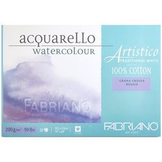 Блок для акварели Fabriano Artistico Traditional White 200г/м.кв 35,5x51см Торшон 20л склейка по 4 сторонам