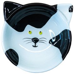 Керамическая миска для кошек КерамикАрт Мордочка кошки черно-белая 120 мл (120 мл)