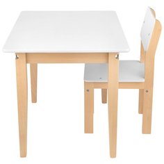 Комплект "стол 1 штука + стул 1 штука" KETT-UP ECO гуфи, KU162, цвет натуральный/белый