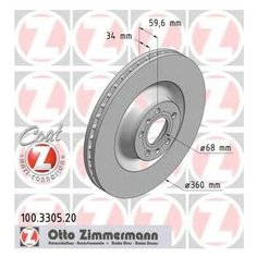 Тормозной диск Zimmermann 100.3305.20 для Audi A6, A8; VW Phaeton