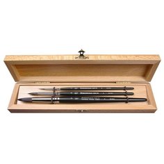 Кисть Roubloff Набор кистей Set-5 ROUBLOFF, белка, круглые, 3шт., в деревянной шкатулке