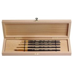 Кисть Roubloff Набор кистей Set-2 ROUBLOFF, колонок, круглые, 5шт., в деревянной шкатулке