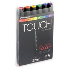 Художественный маркер TOUCH Набор маркеров спирт. двухсторонних "Основные" TOUCH ShinHan Art, 6цв.
