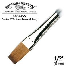 Кисть Winsor&Newton Кисть синтетика плоская удлиненная 1/2 Winsor&Newton COTMAN 777 One-Stroke Clear, короткая ручка
