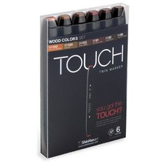 Художественный маркер TOUCH Набор маркеров спирт. двухсторонних "Древесные" TOUCH ShinHan Art, 6цв.