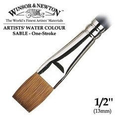 Кисть Winsor&Newton Кисть соболь плоская укороченная 1/2 Winsor&Newton ARTISTS WATERCOLOR One-Stroke