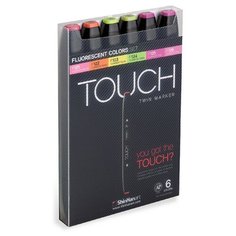 Художественный маркер TOUCH Набор маркеров спирт. двухсторонних "Флуоресцентные" TOUCH ShinHan Art, 6цв.
