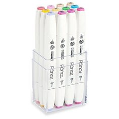 Художественный маркер TOUCH Набор маркеров спирт. двухсторонних "Пастельные" TOUCH BRUSH ShinHan Art, 12цв.