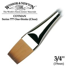 Кисть Winsor&Newton Кисть синтетика плоская удлиненная 3/4 Winsor&Newton COTMAN 777 One-Stroke Clear, короткая ручка