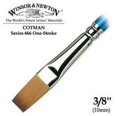 Кисть Winsor&Newton Кисть синтетика плоская удлиненная 3/8 Winsor&Newton COTMAN 666 One-Stroke, длинная ручка