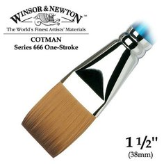 Кисть Winsor&Newton Кисть синтетика плоская удлиненная 1,5 Winsor&Newton COTMAN 666 One-Stroke, длинная ручка