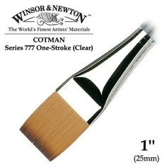 Кисть Winsor&Newton Кисть синтетика плоская удлиненная 1 Winsor&Newton COTMAN 777 One-Stroke Clear, короткая ручка
