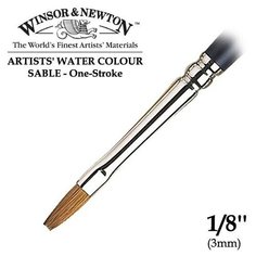 Кисть Winsor&Newton Кисть соболь плоская укороченная 1/8 Winsor&Newton ARTISTS WATERCOLOR One-Stroke