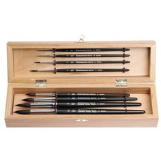 Кисть Roubloff Набор кистей Set-9 ROUBLOFF, белка, круглые, 8шт., в деревянной шкатулке