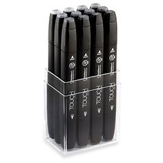 Художественный маркер TOUCH Набор маркеров спирт. двухсторонних "Серые холодные" TOUCH ShinHan Art, 12цв.