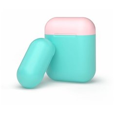 Чехол силиконовый Deppa для AirPods, двухцветный (мятный/розовый)