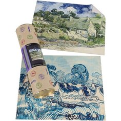 Картины Ван Гога "Домики с соломенными крышами в Кордевилле + Пейзаж с домами" репродукции постеры-наклейки 39.2×31 + 38.6×31 Grafia ink