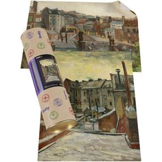 Картины Ван Гога "Дома с обратной стороны + Вид из окна студии-мастерской Винсента" репродукции постеры-наклейки 41×31 + 42.2×31 Grafia ink