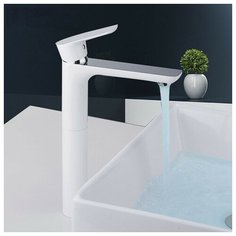 GAPPO G1048-2 покрытие белый/хром, Смеситель для раковины (высокий излив, керамический картридж 35 мм, материал латунь)