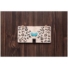 Деревянная открытка Shense конверт для денег с застежкой 8*16 см