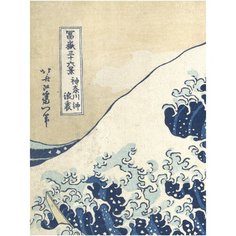 Картины Кацусика Хокусай "Красная Фудзи синий + Большая волна в Канагаве" репродукции / постеры-наклейки 45.3x30.6 + 45.3x30.2 см Grafia ink