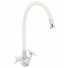 FRUD R44127-7, Смеситель для кухонной мойки (цвет: белый хром; гибкий излив; керамическая кран-букса)