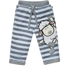 Брюки утепленные для мальчика Diva Kids, 0,5 - 2 года, 74 - 92 см, полоска серая, велюровые, с вышивкой/ Одежда для малышей/ Брюки утепленные для малышей/ Брюки велюровые утепленные для новорожденного/