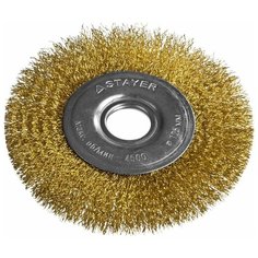 Щетка дисковая для УШМ витая стальная латунированная проволока 125 мм Stayer PROFI 35122-125