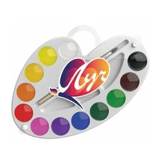 Краски акварельные медовые 12 цветов Луч "Палитра", с кистью, фигурная пластиковая упаковка, 10 уп. (29С 1761-08)