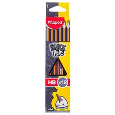 Набор чернографитных (простых) карандашей Maped BlackPeps (НВ, без ластика, трехгранные, заточенные) 12шт. (850021)