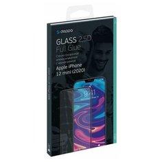 Защитное стекло Deppa для iPhone 12 mini (2020) 2,5D Full Glue Black (арт.62726)