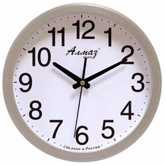 Часы настенные кварцевые Алмаз B51-B56 серебристый/белый