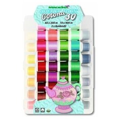 Набор ниток в пластиковом боксе Cotona 30 Madeira (60 х 200м Cotona, 10 х 400м Cotona Multicolor, 2x1500м Bobbinfil) 8054