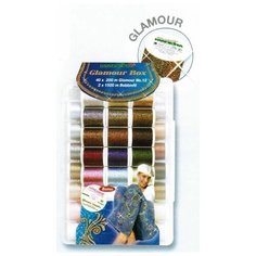 Набор ниток в пластиковом боксе Glamour Madeira (40 х 200м Glamour, 2x1500м Bobbinfil, CD) 8060