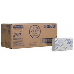 5856 Бумажные полотенца в пачках Scott SlimFold белые однослойные (16 пачек по 110 листов)
