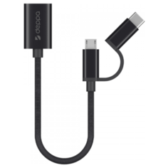 Адаптер OTG Deppa Micro USB + USB-C Black (арт.72319)