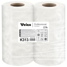 K313 Бумажные полотенца в рулонах Veiro Professional Premium белые двухслойные (20 рулонов по 18 метров)