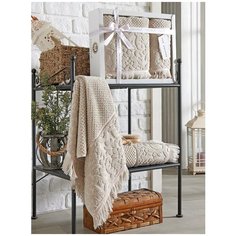 Комплект полотенец PHILIPPVS махр. жакард с бахромой в короб. (50x90/70х140) 2 шт. VELOVIS, капучино ; Набор из 2 штук Philippus