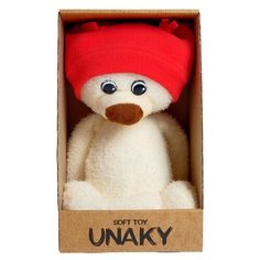 Мягкая игрушка Unaky Soft Toy "Медвежонок Ермак в шапке", цвет молочный, 21 см