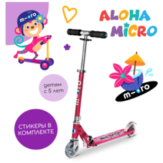 Детский Двухколесный Самокат Micro Sprite цветочный со стикерами Алоха 15 шт