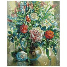 Алмазная мозаика на подрамнике Белоснежка "Натюрморт с белой розой" 40*50 см.