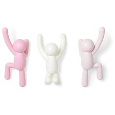Вешалки-крючки Buddy 3 шт. разноцветные розовые, 318165-1207, Umbra