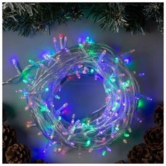 Гирлянда 20м, IP20, нить прозрачная, 200LED, свечение мульти, 8 режимов, 220В Luazon Lighting