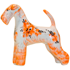 Статуэтка Собака Эрдельтерьер Рыжая Роспись Породистая Гжель ручная роспись