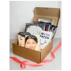 Подарочный набор корейской косметики (патчи для лифтинга V линии подбородка 5 шт / для глаз с микроиглами с магнием / гидрогелевые маски 4 шт) Snow2+