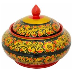 Сахарница деревянная с художественной росписью "Хохлома - Заряница