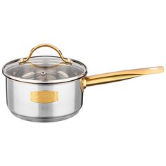 Ковш Agness со стеклянной крышкой, нерж.сталь, 14*7 см, 1,0л серия craft collection (914-110)