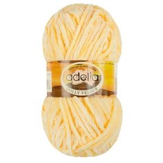 Пряжа Adelia Dolly Velour (Долли Велюр) 08 светло- желтый 100% полиэстер 100г 93м 5шт
